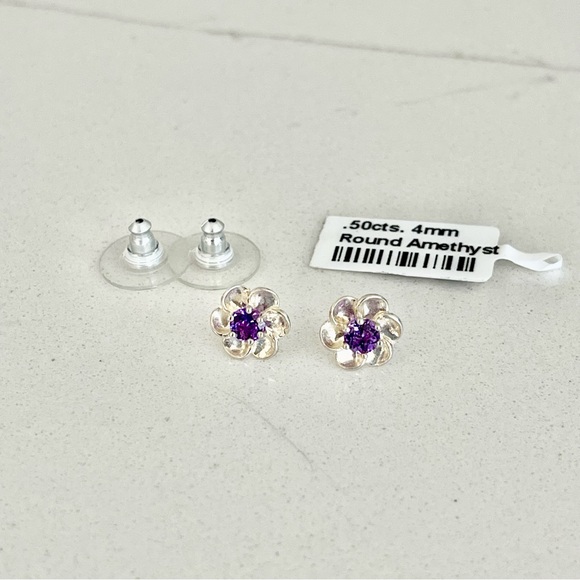 Sterling silver 925 Amethyst Earrings - Picture 6 of 7